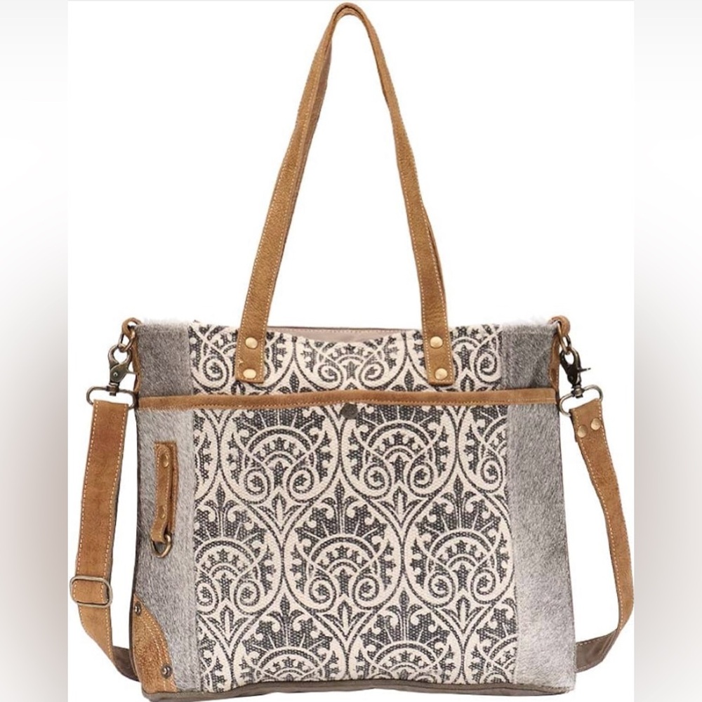 Myra Bag Ace Upcycled Canvas &‎ Cowhide Messenger Bag